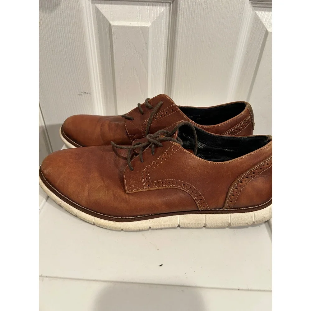 Johnston & Murphy McGuffey Plain Toe Mens Size 9 Brown Leather Hybrid Oxford